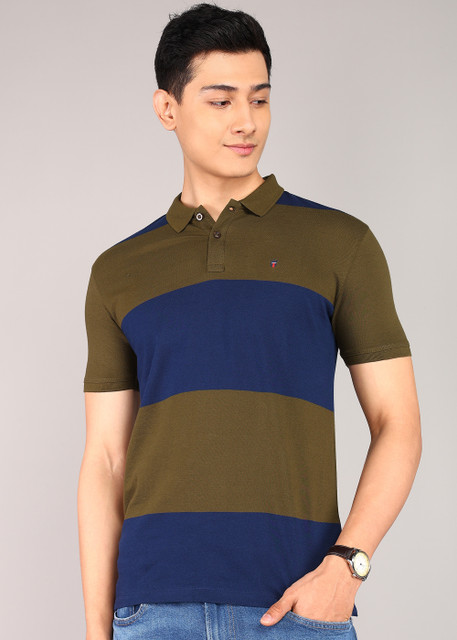 Louis Philippe Jeans Striped Men Polo Neck Multicolor T-Shirt