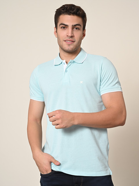KILLER Solid Men Polo Neck Light Blue T-Shirt