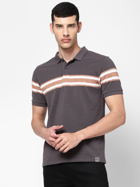 Wrangler Striped Men Polo Neck Grey T-Shirt Buy Wrangler Striped