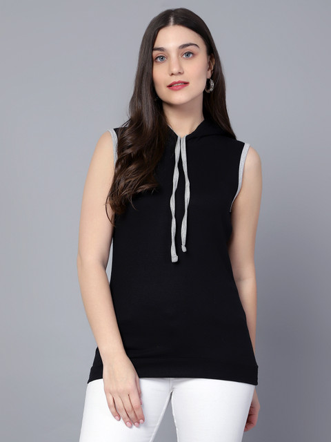 Ayvina Solid Women Round Neck Black T-Shirt