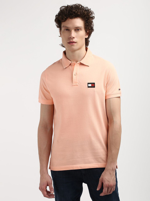 TOMMY HILFIGER Solid Men Polo Neck Pink T-Shirt