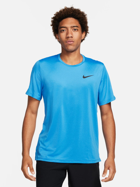 NIKE Solid Men Round Neck Blue T-Shirt