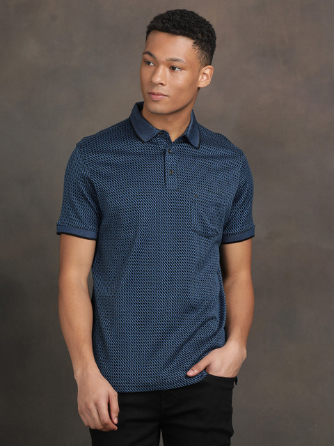 TURTLE Self Design Men Polo Neck Blue T-Shirt Buy TURTLE Self