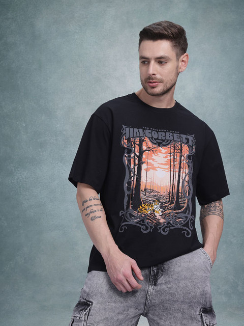 Roadster Printed Men Round Neck Black T-Shirt Buy Roadster