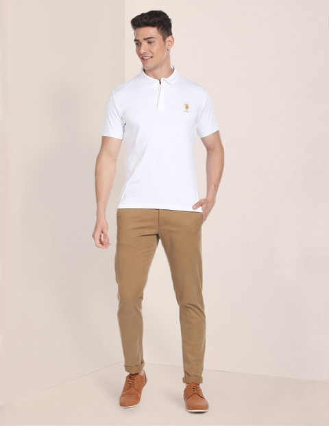 POLO Solid Men Polo Neck White T-Shirt Buy POLO