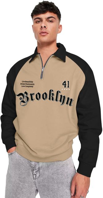 Jump Cuts Men Printed Polo Neck Cotton Blend Beige T-Shirt - Image 6