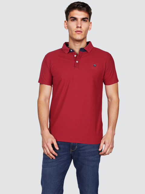 Wrangler Solid Men Polo Neck Maroon T-Shirt Buy Wrangler Solid