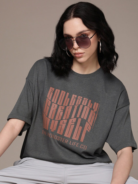 Roadster Printed Women Round Neck Black T-Shirt Buy Roadster