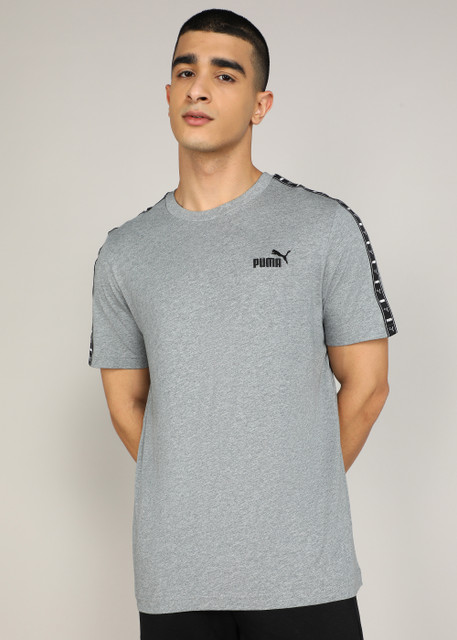 PUMA Solid Men Round Neck Grey T-Shirt Buy PUMA Solid Men Round