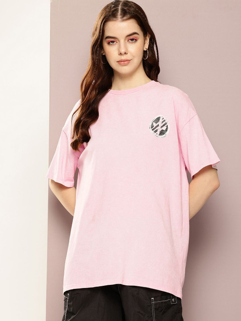 Kook N Keech Printed Women Round Neck Pink T-Shirt - Buy Kook N