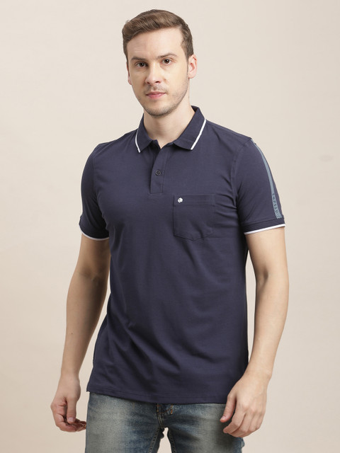 TURTLE Solid Men Polo Neck Dark Blue T-Shirt Buy TURTLE Solid