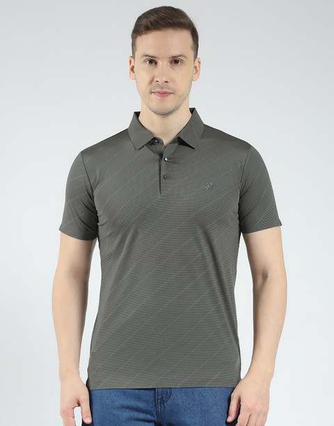 MONTE CARLO Printed Men Polo Neck Green T-Shirt Buy MONTE CARLO