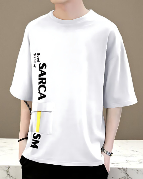 FAOES Typography Men Round Neck White T-Shirt - Buy FAOES