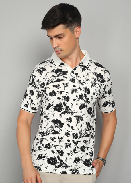 PARX Printed Men Polo Neck White T-Shirt - Buy PARX Printed Men