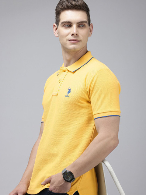 POLO Graphic Print Men Round Neck Yellow T-Shirt Buy