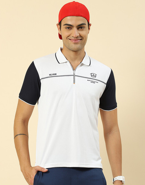 MONTE CARLO Solid Men Polo Neck White T-Shirt