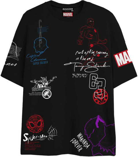 Bonkers Corner Printed Men Round Neck Black T-Shirt Buy Bonkers