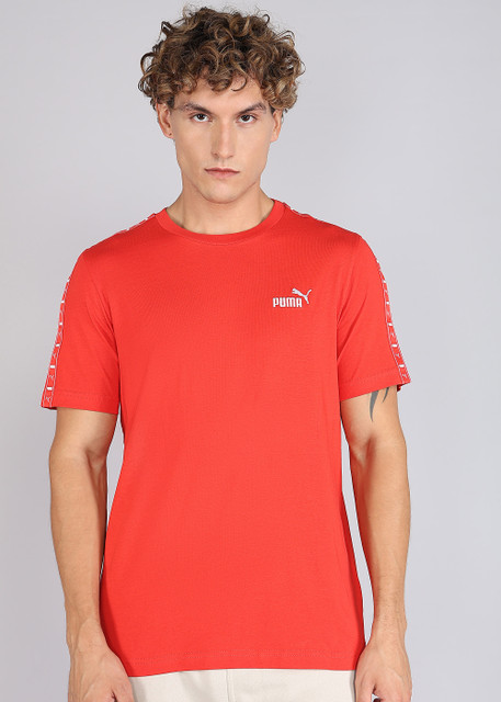 PUMA Solid Men Round Neck Red T-Shirt