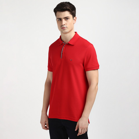 TOMMY HILFIGER Solid Men Polo Neck Red T-Shirt