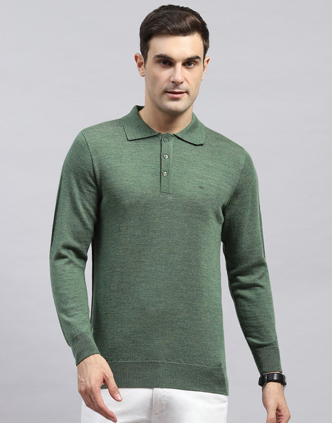 MONTE CARLO Solid Men Polo Neck Green T-Shirt Buy MONTE CARLO