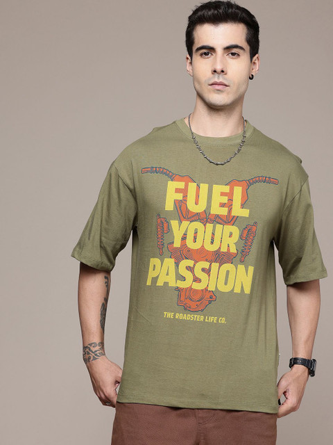 Roadster Printed Men Round Neck Green T-Shirt Buy Roadster