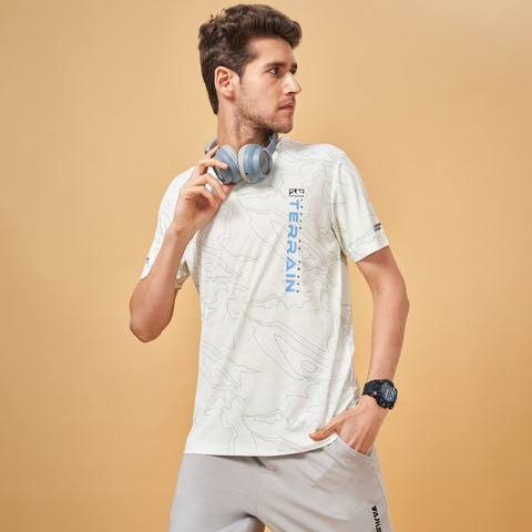 Ajile By Pantaloons Printed Men Round Neck Pink T-Shirt