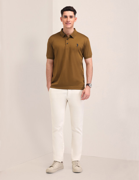 POLO Solid Men Polo Neck Brown T-Shirt Buy POLO