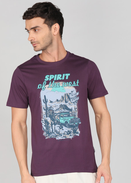 Roadster Graphic Print Men Round Neck Purple T-Shirt Buy