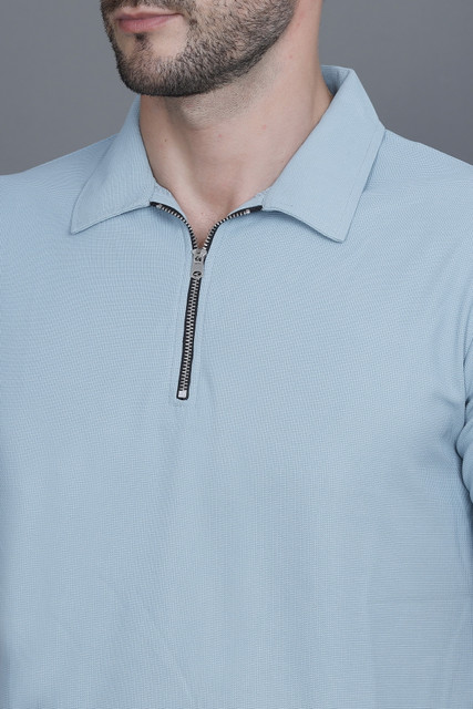 SANE ORIGINALS Solid Men Polo Neck Dark Blue T-Shirt - Buy SANE
