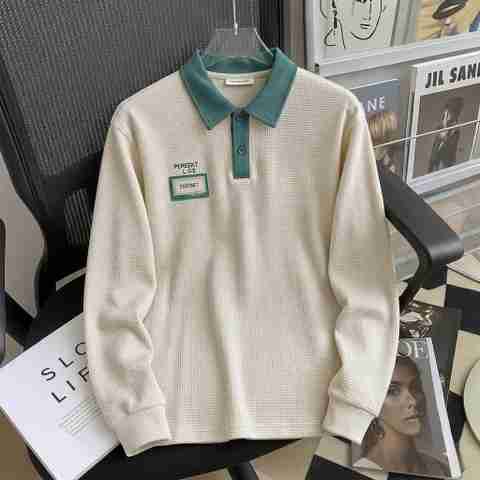 VOIDLINE Men Printed Polo Neck Cotton Blend Beige T-Shirt - Image 5