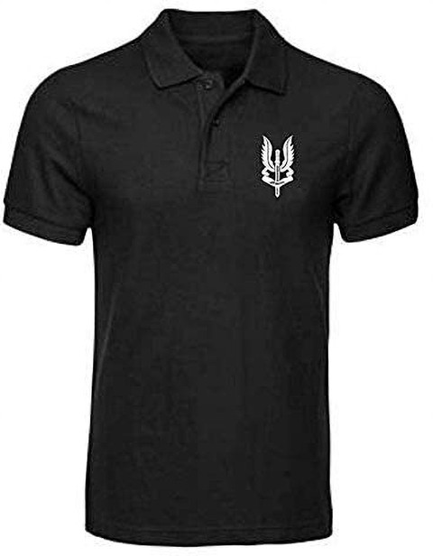 PRINTONLINE Printed Women Polo Neck Black T-Shirt Buy