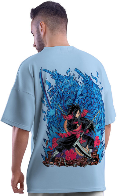 Thecrazymonk Graphic Print Men Round Neck Light Blue T-Shirt - Buy