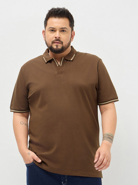 Urbano Plus Solid Men Polo Neck Brown T-Shirt - Buy Urbano Plus