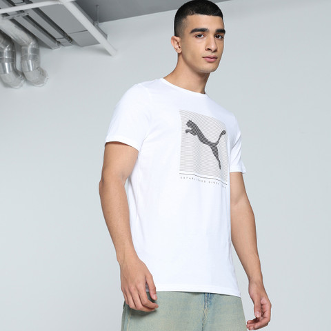 PUMA Printed Men Crew Neck White T-Shirt