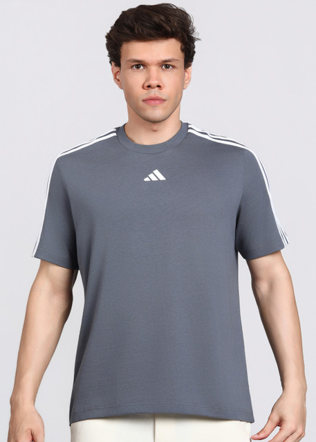 ence Tシャツ　グレー ADIDAS Striped Men Crew Neck Grey T-Shirt - Buy ADIDAS Striped Men