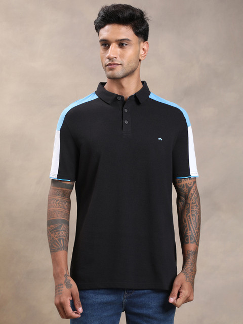 TURTLE Colorblock Men Polo Neck Black T-Shirt Buy TURTLE