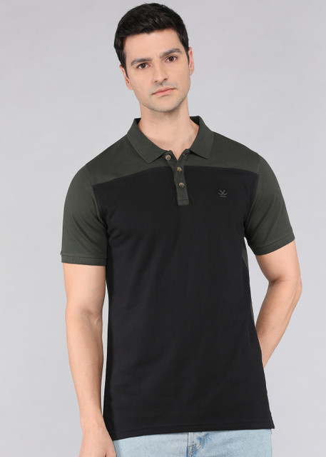 WROGN Solid Men Polo Neck Black T-Shirt Buy WROGN Solid Men Polo