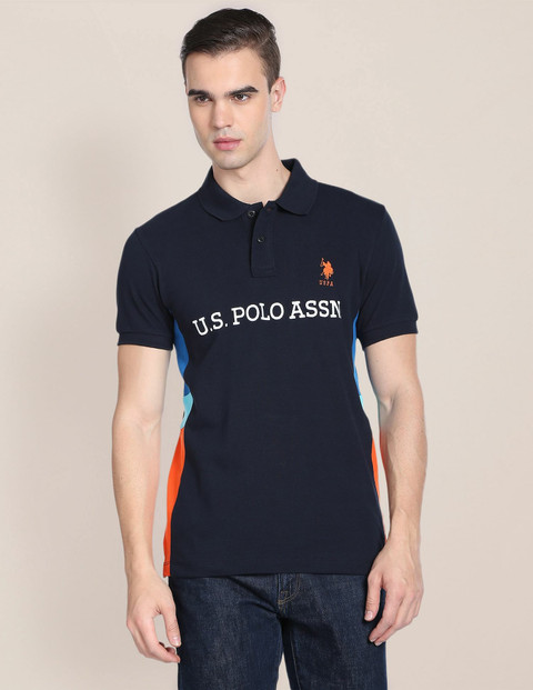 POLO Printed Men Polo Neck Blue T-Shirt Buy POLO
