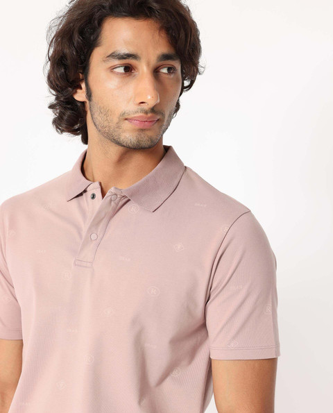 RARE RABBIT Solid Men Polo Neck Pink T-Shirt Buy RARE RABBIT