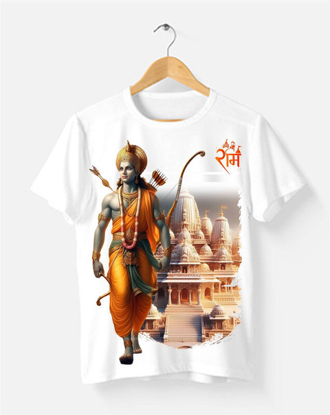 Printed, Typography Men Round Neck White T-Shirt