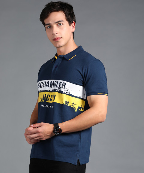 Scrambler Ducati Printed Men Polo Neck Dark Blue T-Shirt Buy