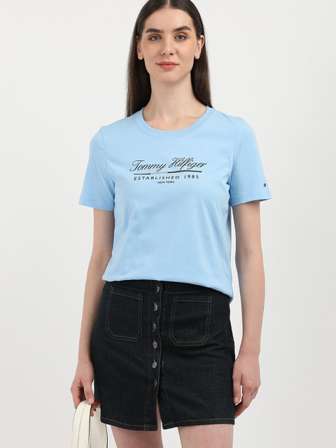 TOMMY HILFIGER Graphic Print Women Round Neck Blue T-Shirt Buy