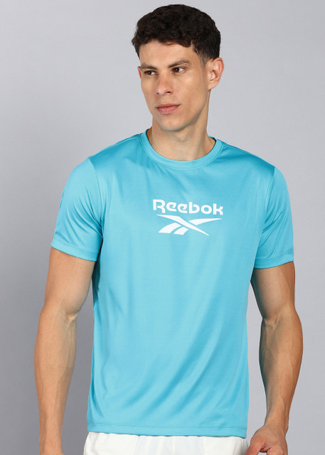 REEBOK Printed Men Round Neck Blue T-Shirt - Main Image