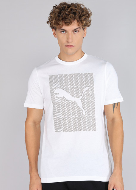 Men Printed Puma T Shirt Flipkart PUMA Printed Men Crew Neck White - Main Image