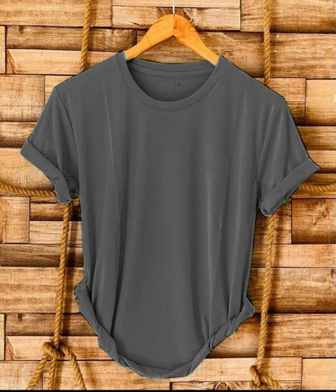 SR Fashion Solid Men Round Neck White, Grey T-Shirt