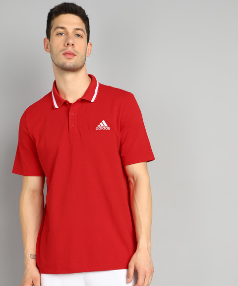 ADIDAS Solid Men Polo Neck Red T-Shirt Buy ADIDAS Solid Men Polo