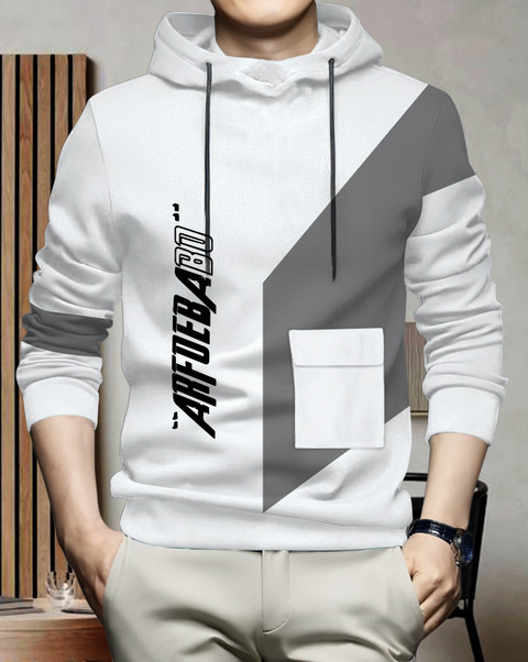 AOOSH Printed Men Hooded Neck White, Grey T-Shirt Buy AOOSH