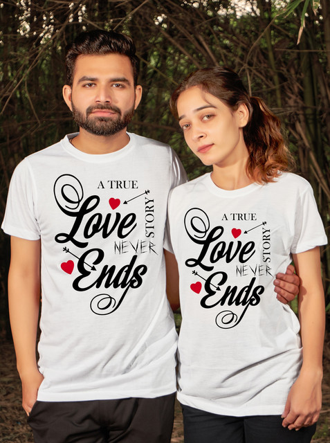 JH MART Printed Couple Round Neck White T-Shirt Buy JH MART