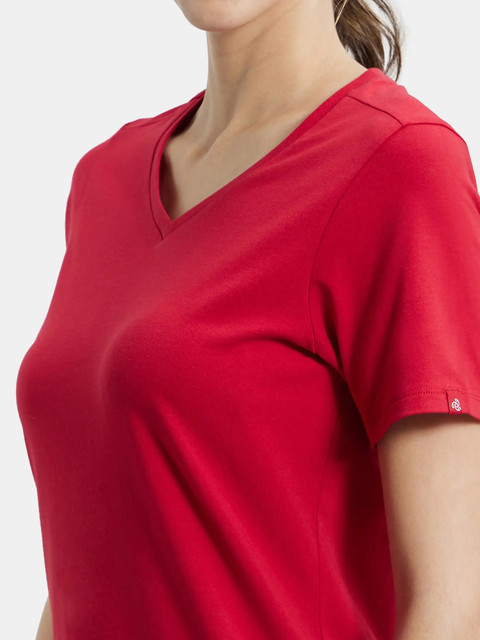 JOCKEY Solid Women V Neck Red T-Shirt Buy Jester Red JOCKEY