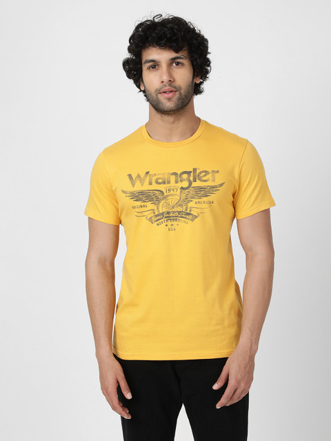 Wrangler Printed Men Round Neck Yellow T-Shirt Buy Wrangler